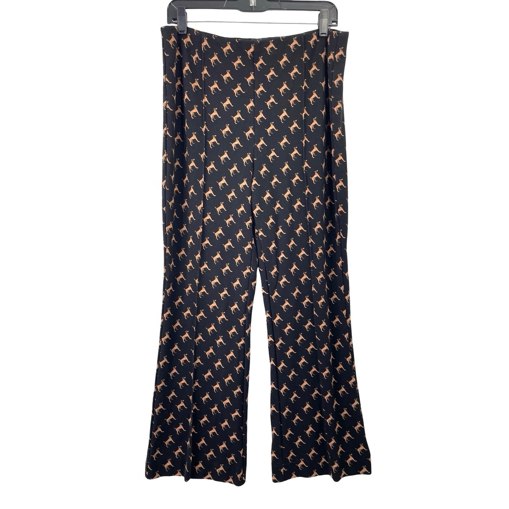 Anthropologie Maeve The Margot dog print Kick-Flare Cropped Pants Size L